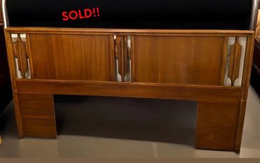 Vintage Kent Coffee  Walnut King Bed Headboard with rails