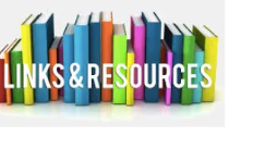 Colorful books standing upright with 'LINKS &amp; RESOURCES' text.