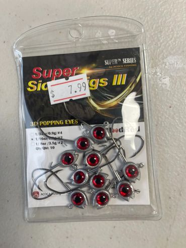 SUPER Sao™ Series Big Eye Sickle Hook
Blood Red Eyes
16/1OZ
32/1OZ
8/1OZ