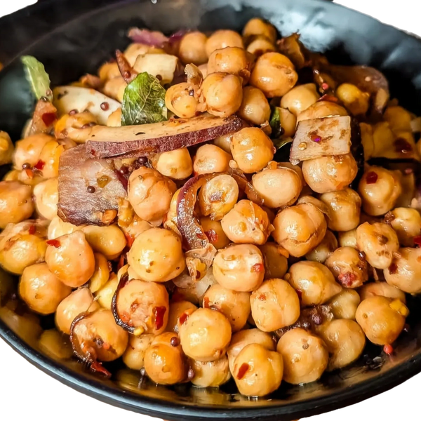 Coconut chunks and chickpeas 
