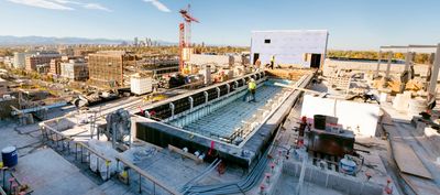 Denver rooftop commercial swimming pool construction site. Build completed through plumbing phase.