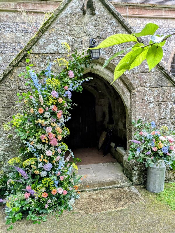Church wedding flower arch