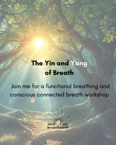 A mystical forest scene promoting a Yin and Yang breath workshop.