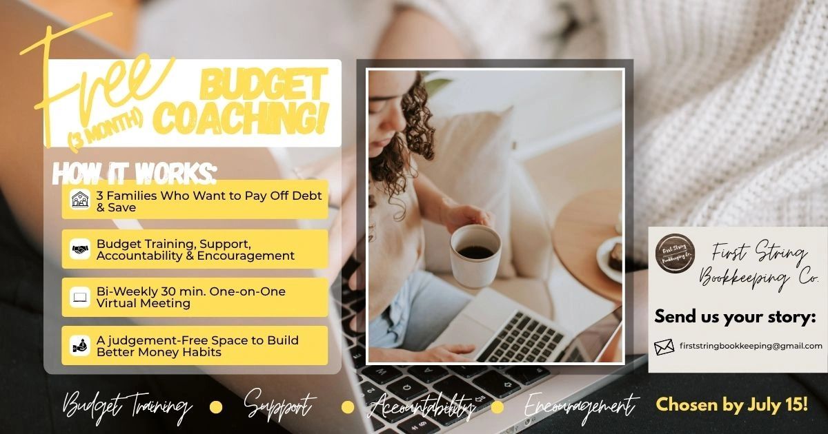 Free 3-month budget coaching for families to pay off debt and save.