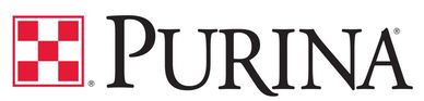 Purina logo with red checkerboard and black text.