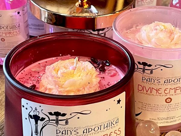 Handpoured candles, featuring Divine Empress