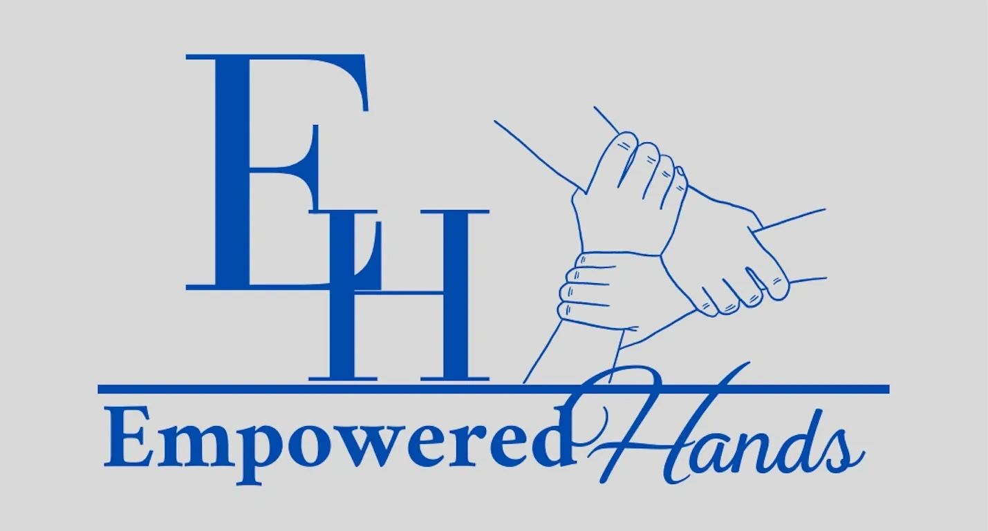 Logo featuring the letters EH and hands clasped together, symbolizing unity.