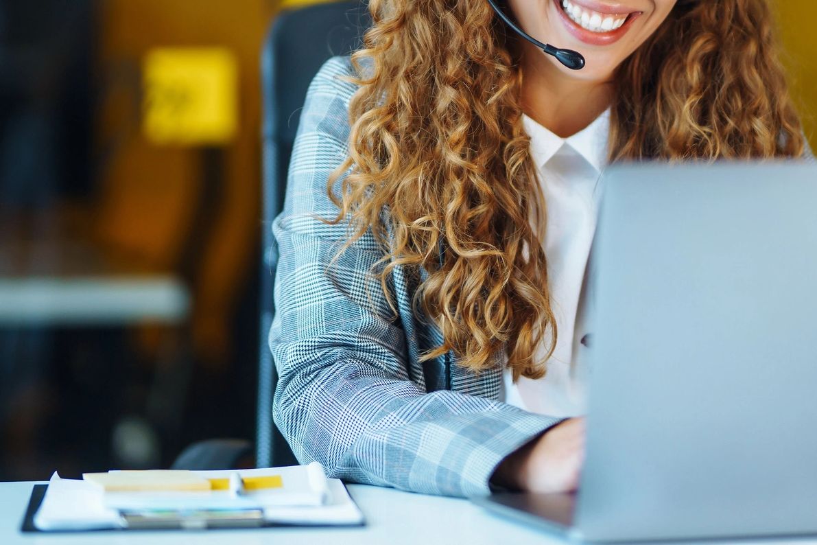 Lady working on a laptop