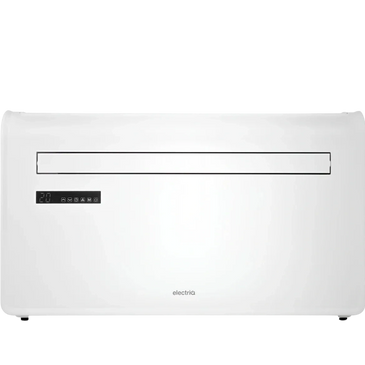 White wall-mounted air conditioner with digital display and control buttons.