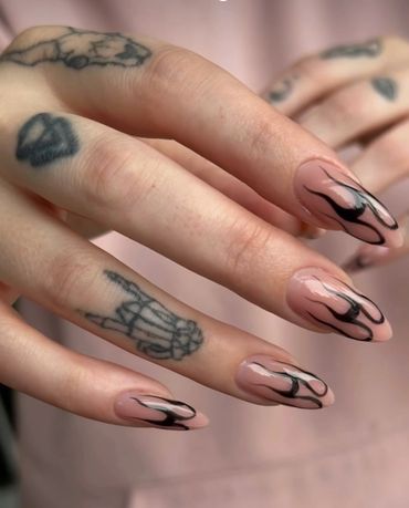 E-File Manicured Nails with Nail Art Nail Designs. A Professional Manicure in Calgary 