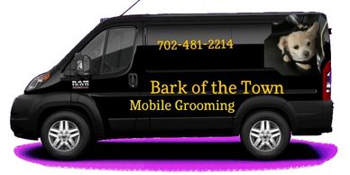 Mobile grooming van. Bark of the town. Pet groomer. Black Ram Promaster. Dog groom. Pet spa. Salon.