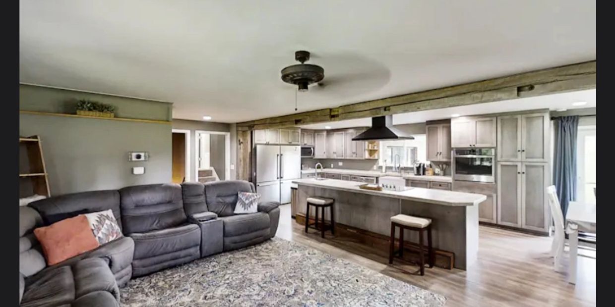 Knocking out all the walls was the best choose on this property. 

Turned from 4 in the kitchen to 1
