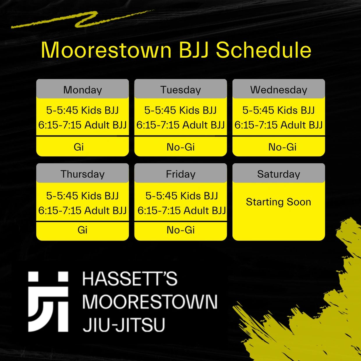 Moorestown Jiu-Jitsu schedule