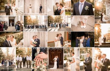 A joyful wedding day with the couple, family, and friends in warm golden light.