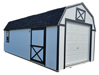 Lofted Garage with extra overhead storage space, ideal for vehicles and additional storage needs