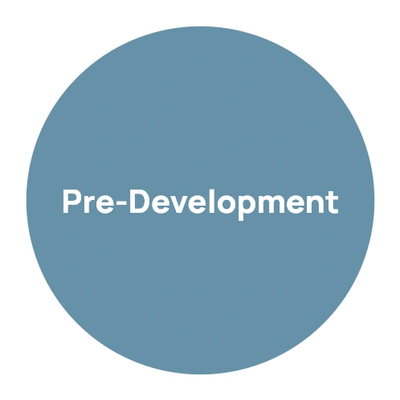 Circle with 'Pre-Development' text in white.
