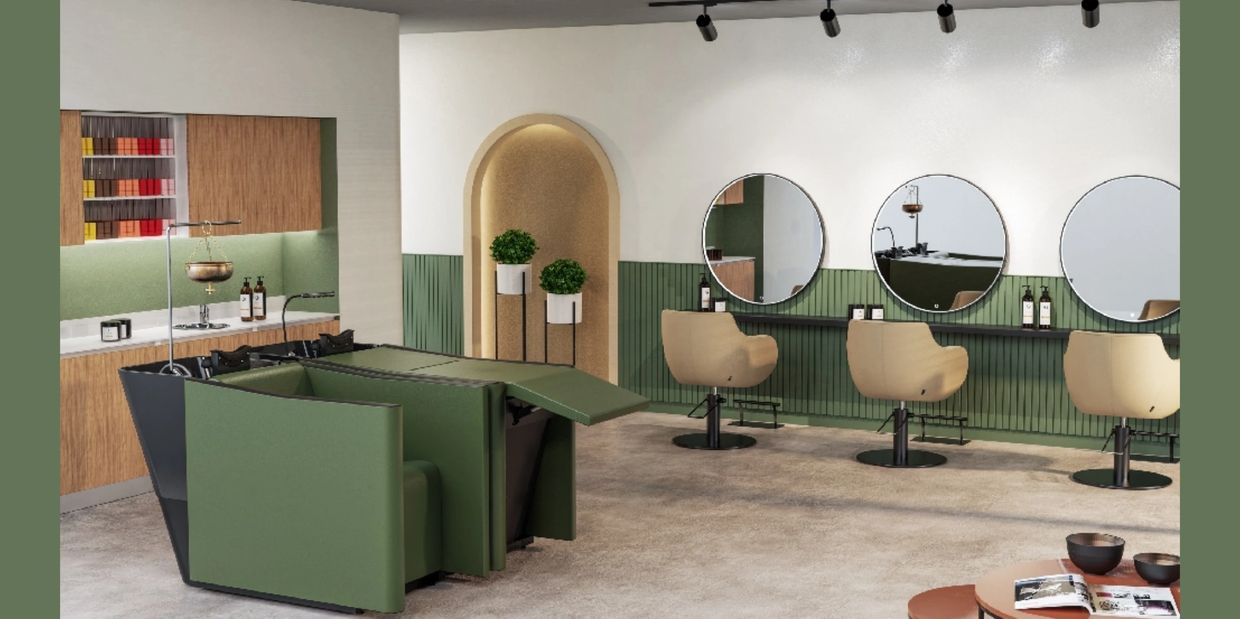 salon interior showing the new Spa shampoo hairdressing beds