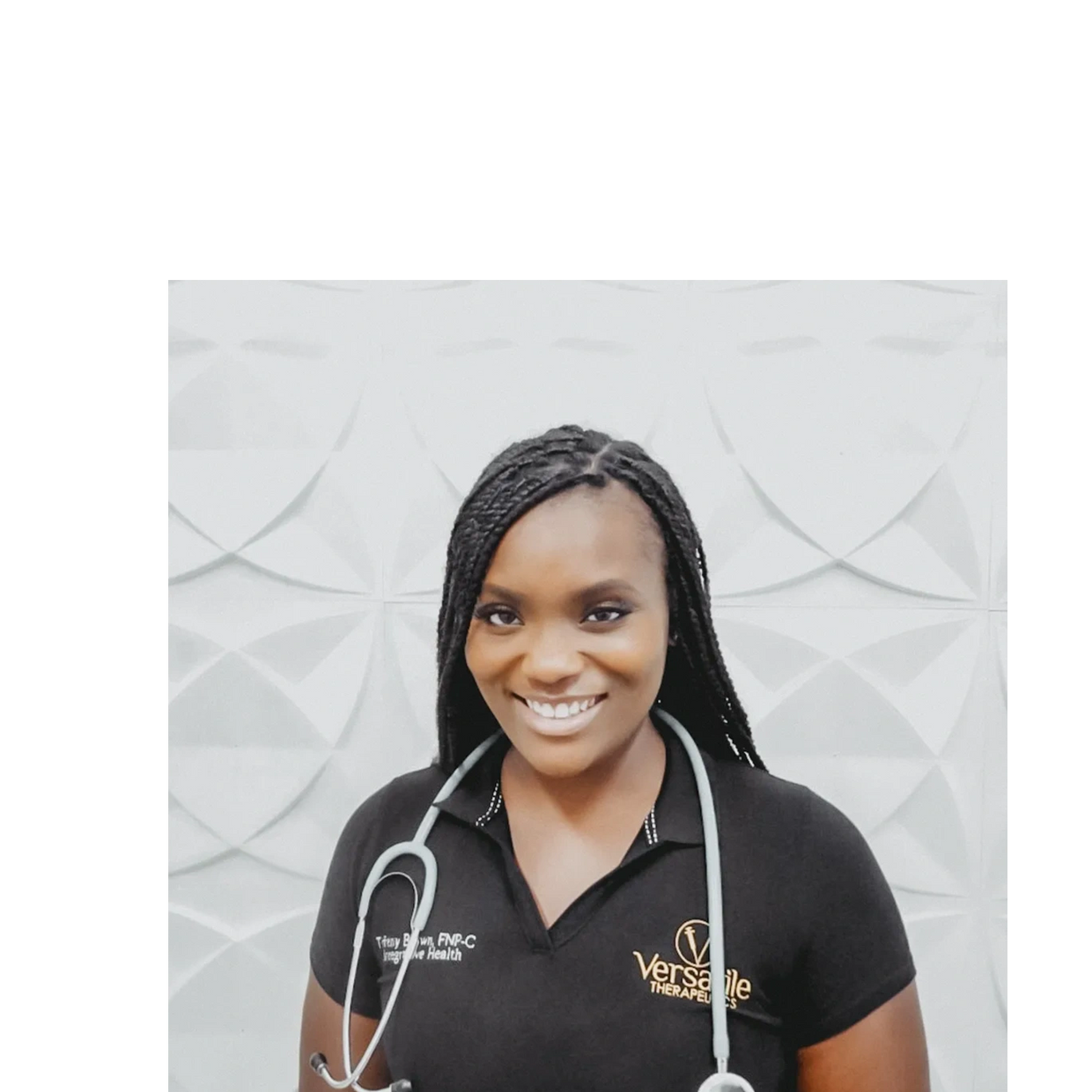 Nurse Practitioner smiling with stethoscope around neck