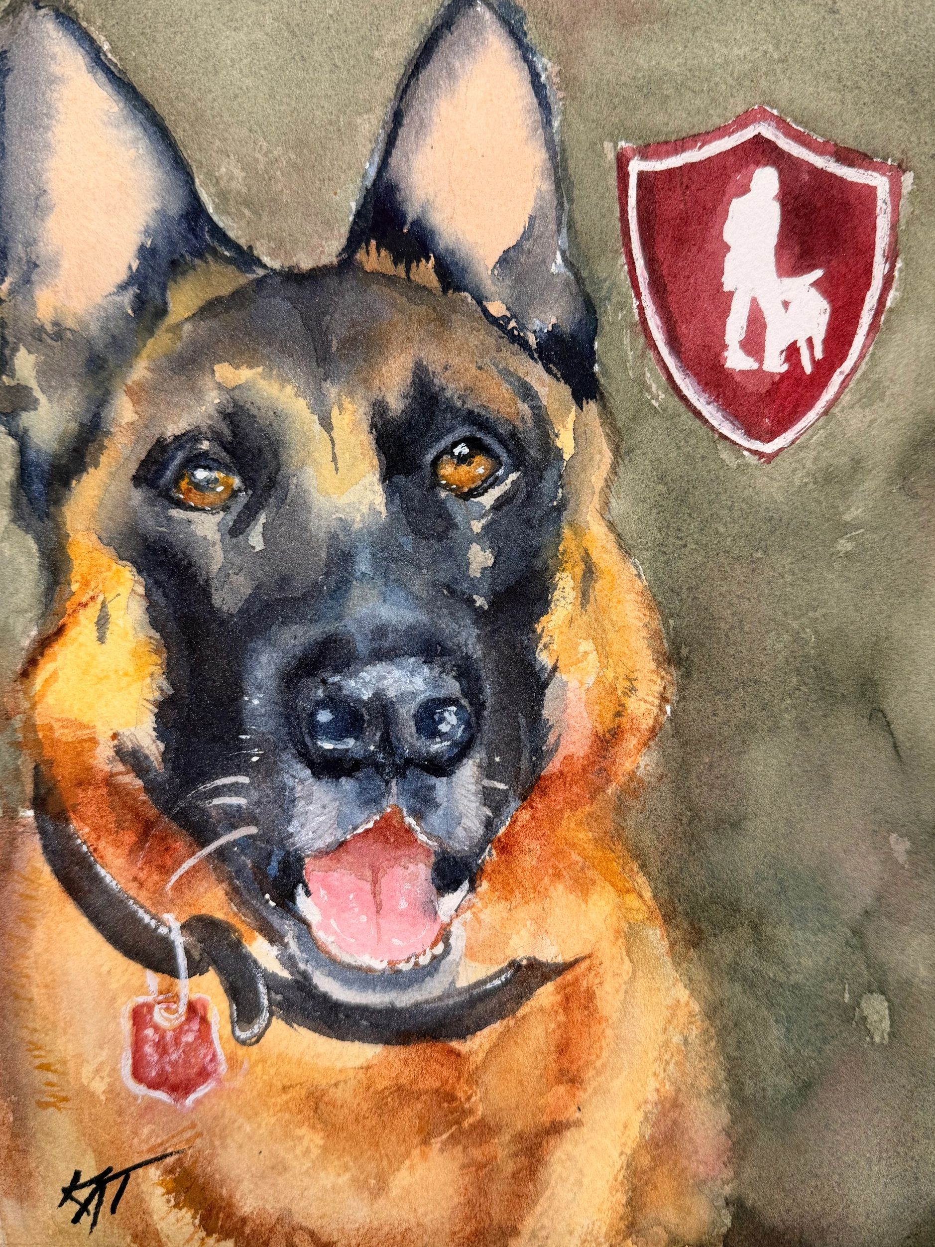 K9 Zeus gone but not forgotten   Watercolor on paper. Got Your Back K9 Life. 