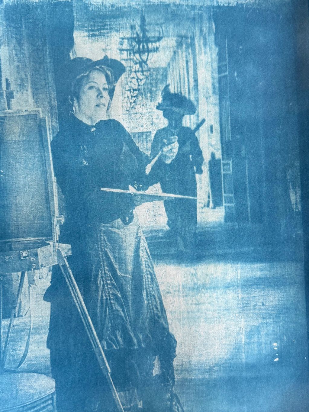 Cyanotype vintage women painting 