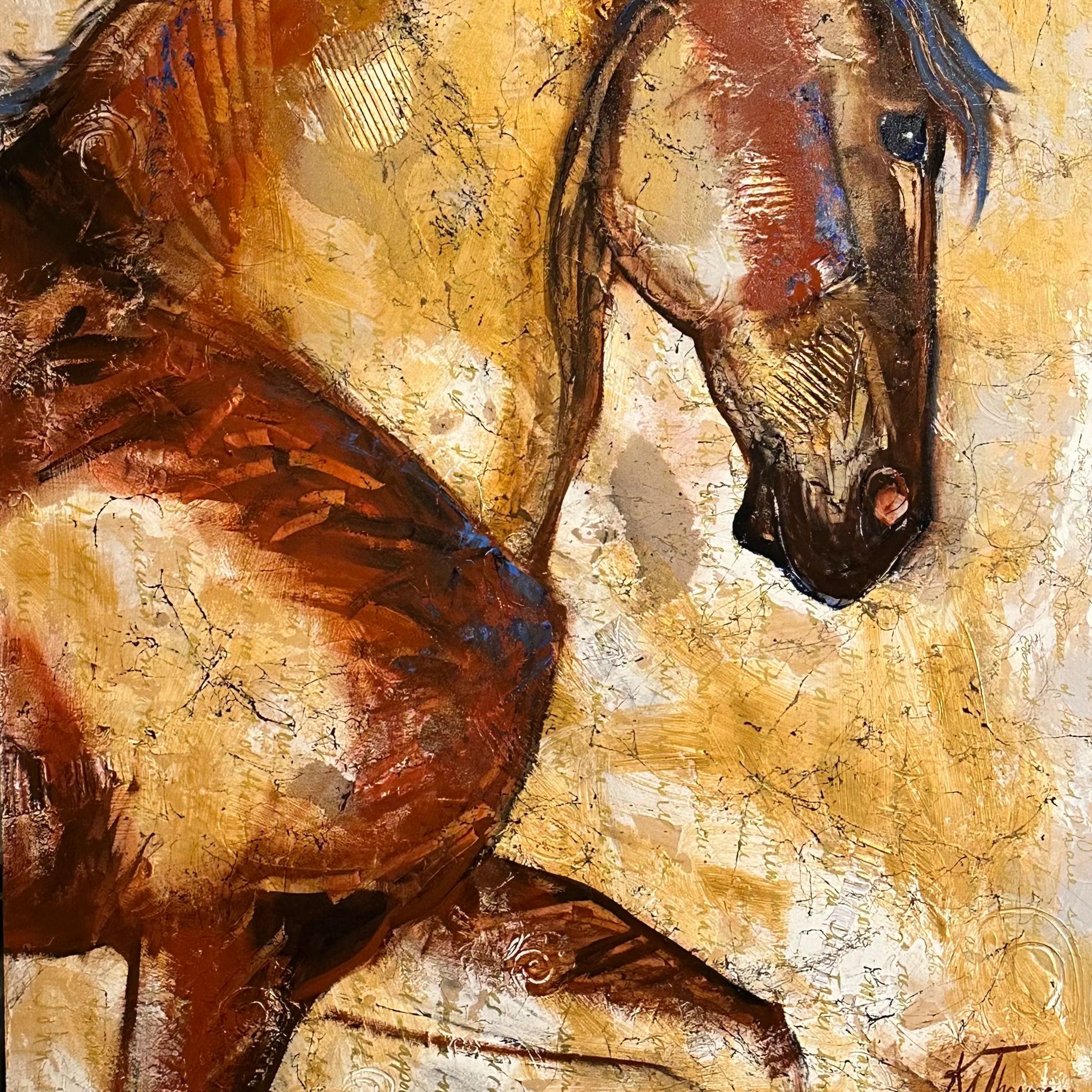 Kat Thompson. Wildfire.  Acrylic mixed media. 37”x47” on board. Available 