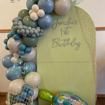 Under the sea themed backdrop