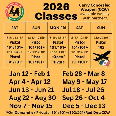 A schedule of pistol shooting dates with a Mexican flag and plane graphic.