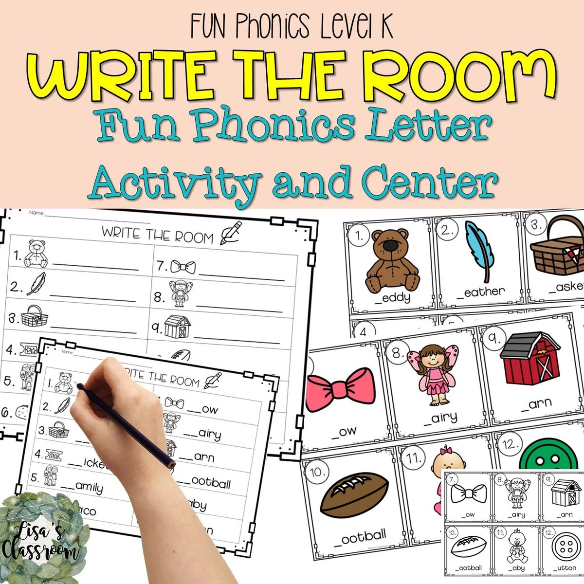 FUN Phonics Write the Room Activity Center | Beginning Sounds Letter of ...
