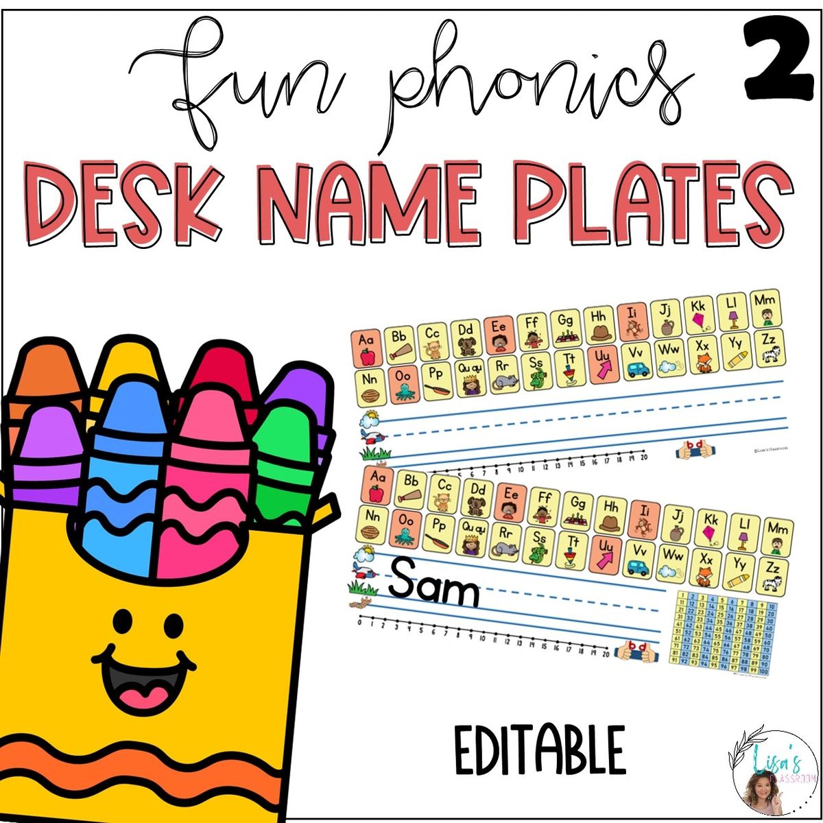 Name tag | Plates| with FUN Phonics Alphabet #2 - Lisa's Classroom