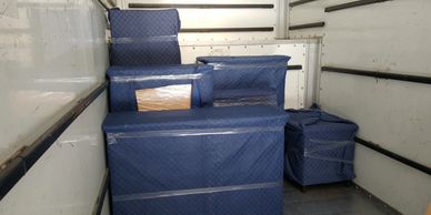 furniture pads loaded in truck