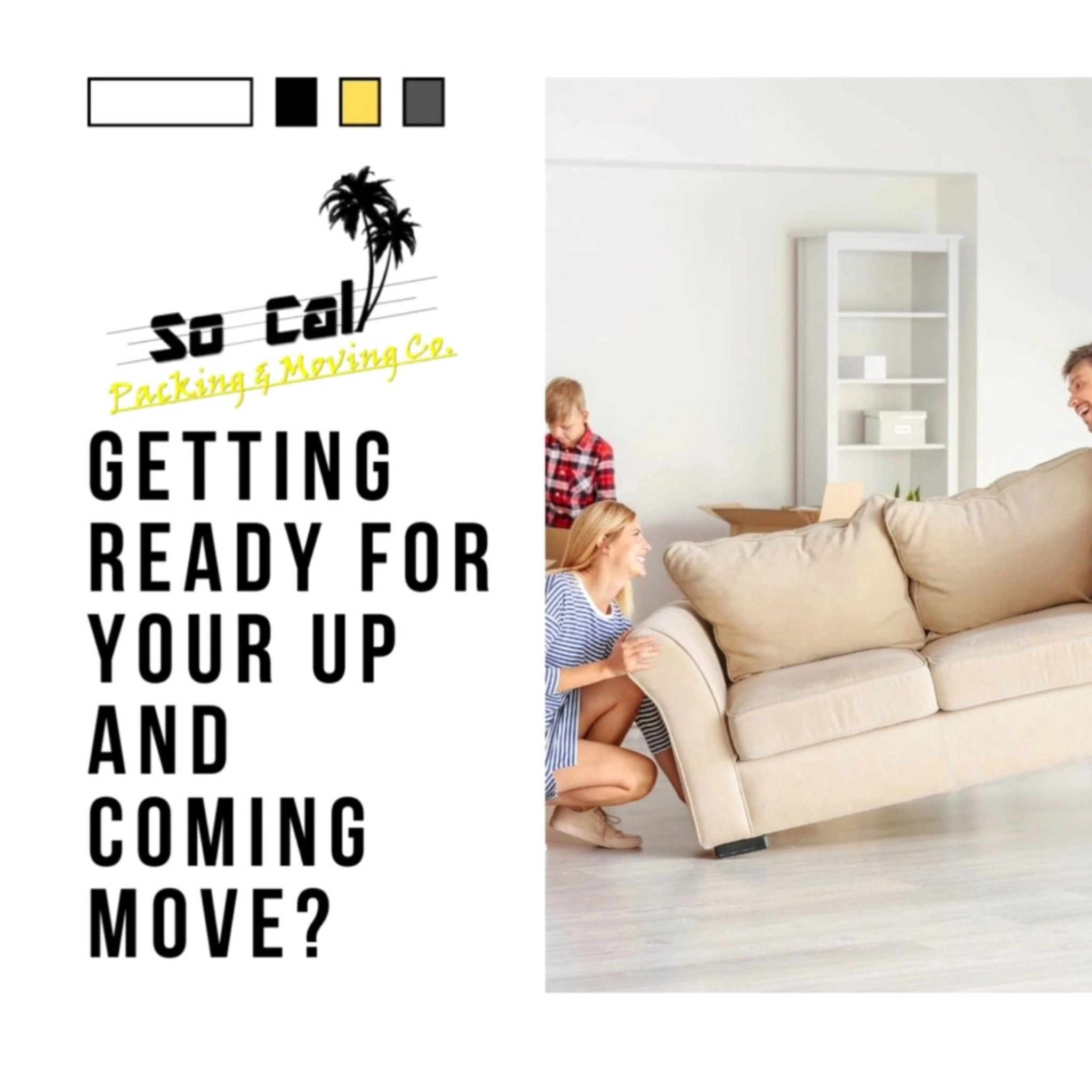 Family move a sofa