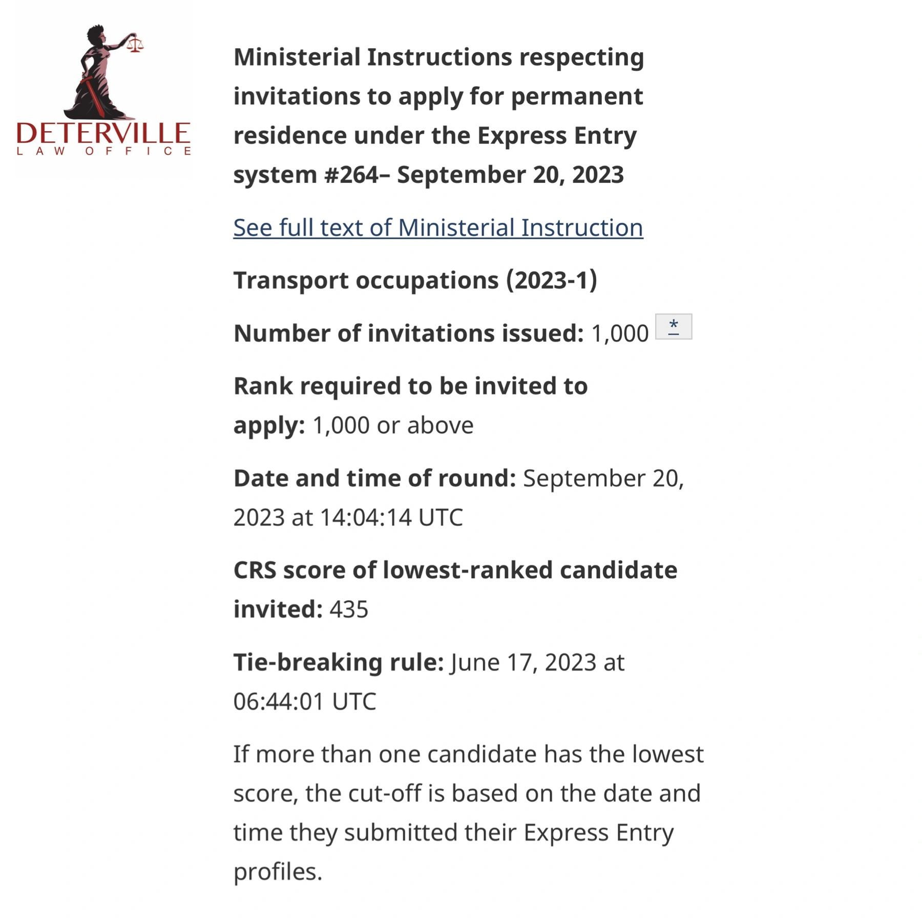 1st Express Entry round of invitations for Transport occupations