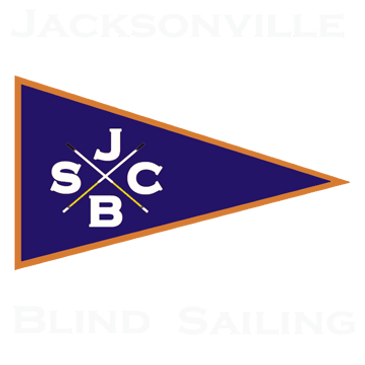 Logo for Jacksonville Blind Sailing with a triangular flag and crossed oars.