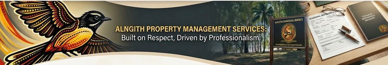 Alnigth Property Management Services banner with bird and office scene.