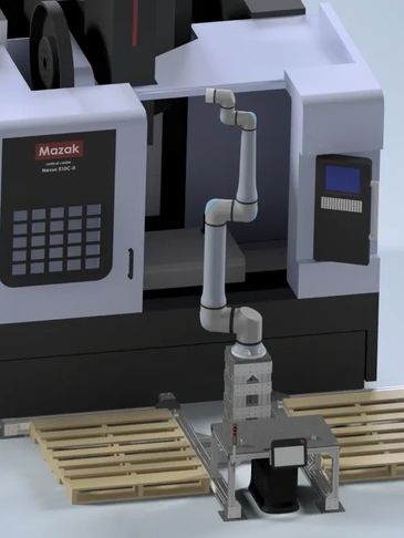 En industrirobot som automatiserer en produksjonslinje ved bruk av lav sikkerhet, også kalt Cobot.