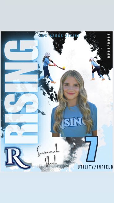 Softball player Savannah Slack in action and portrait for Rising team.