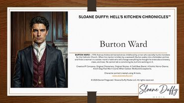 Promotional poster for Sloane Duffy's Hell's Kitchen Chronicles featuring Burton Ward.