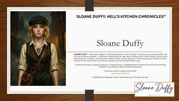 Portrait of Sloane Duffy, a young woman in vintage attire, from Hell's Kitchen Chronicles.