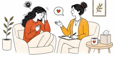 Anxiety and panic attacks support illustration.