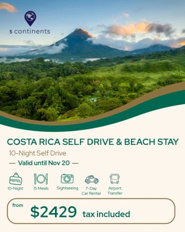 Costa Rica 10-night self-drive and beach stay package for $2429.