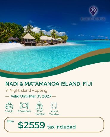 8-night island hopping in Fiji with hotel and transfers included.