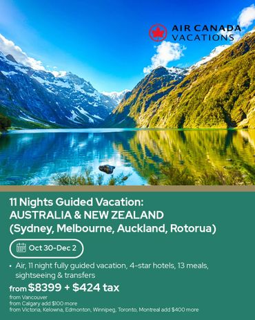Scenic 11-night guided vacation to Australia and New Zealand with Air Canada Vacations.