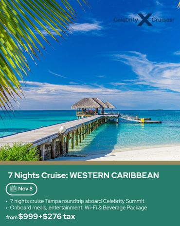 Tropical pier with thatched huts over clear blue Caribbean waters.