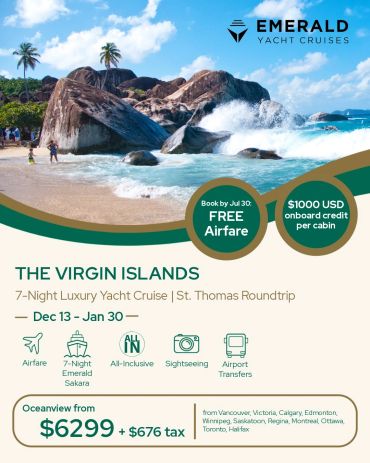 Luxury 7-night yacht cruise in the Virgin Islands with airfare and onboard credit.