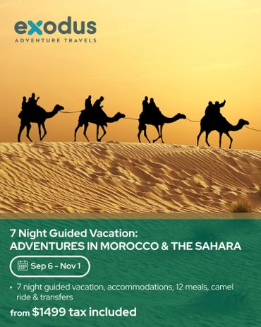Guided 7-night camel adventure tour in Morocco and the Sahara.