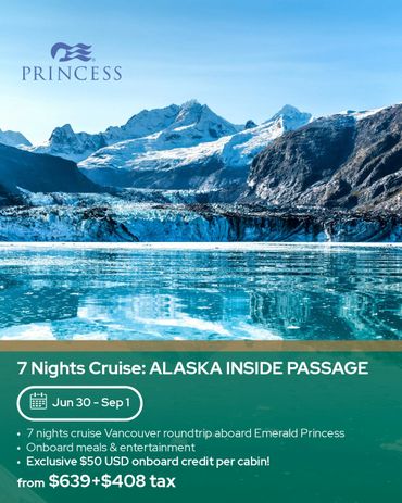 Scenic Alaska Inside Passage cruise with Princess Cruises.