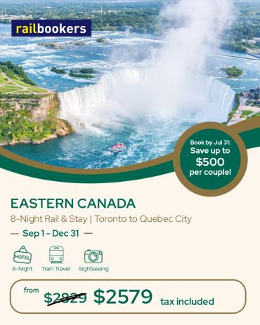 Railbookers Eastern Canada 8-night rail trip with savings.