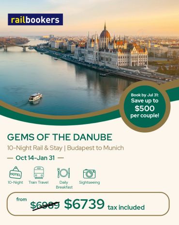 Railbookers Gems of the Danube rail trip from Budapest to Munich.
