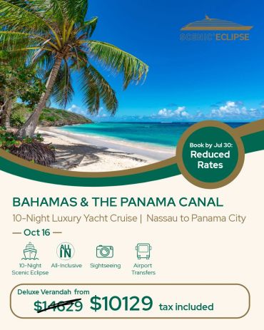 Luxury 10-night yacht cruise from Nassau to Panama City.