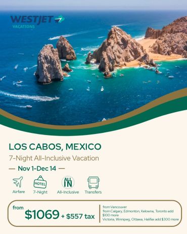 WestJet Vacations offer a 7-night all-inclusive trip to Los Cabos, Mexico.